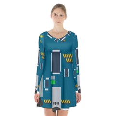 Amphisbaena Two Platform Dtn Node Vector File Long Sleeve Velvet V-neck Dress by Sapixe