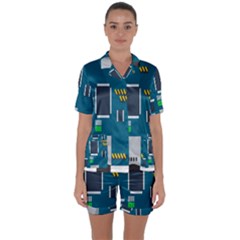 Amphisbaena Two Platform Dtn Node Vector File Satin Short Sleeve Pyjamas Set by Sapixe