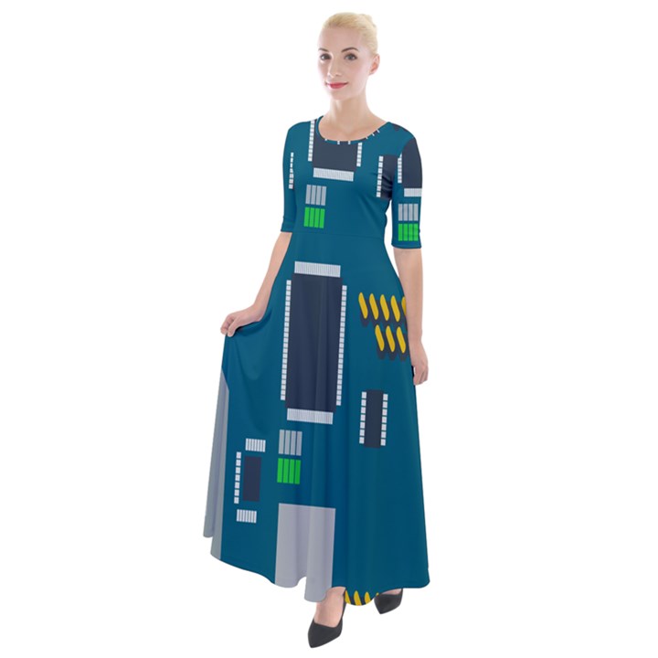 Amphisbaena Two Platform Dtn Node Vector File Half Sleeves Maxi Dress