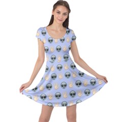 Alien Pattern Cap Sleeve Dress by Sapixe