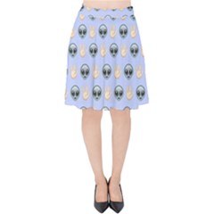 Alien Pattern Velvet High Waist Skirt by Sapixe