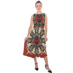 Grateful Dead Pacific Northwest Cover Midi Tie-back Chiffon Dress by Sapixe