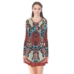 Grateful Dead Pacific Northwest Cover Long Sleeve V-neck Flare Dress by Sapixe