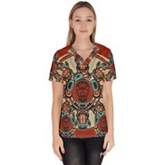 Grateful Dead Pacific Northwest Cover Women s V-neck Scrub Top by Sapixe