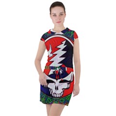 Grateful Dead Drawstring Hooded Dress by Sapixe