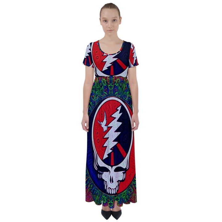 Grateful Dead High Waist Short Sleeve Maxi Dress