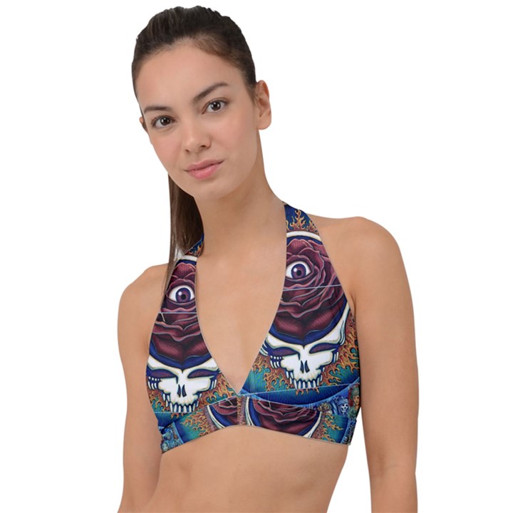 Grateful Dead Ahead Of Their Time Halter Plunge Bikini Top