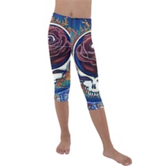 Grateful Dead Ahead Of Their Time Kids  Lightweight Velour Capri Leggings  by Sapixe