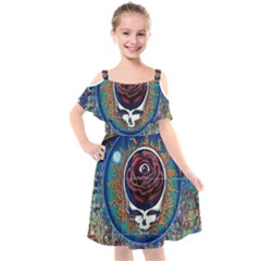 Grateful Dead Ahead Of Their Time Kids  Cut Out Shoulders Chiffon Dress by Sapixe