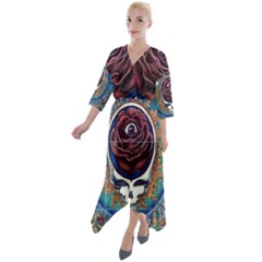 Grateful Dead Ahead Of Their Time Quarter Sleeve Wrap Front Maxi Dress