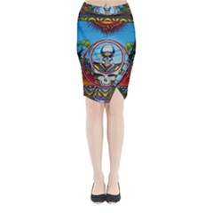 Grateful Dead Wallpapers Midi Wrap Pencil Skirt by Sapixe