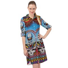 Grateful Dead Wallpapers Long Sleeve Mini Shirt Dress