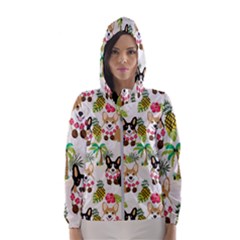 Corgis Hula Pattern Women s Hooded Windbreaker by Sapixe