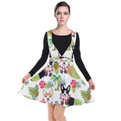 Corgis Hula Pattern Plunge Pinafore Dress by Sapixe