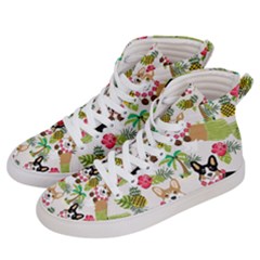 Corgis Hula Pattern Women s Hi-top Skate Sneakers by Sapixe