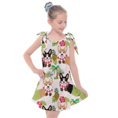 Corgis Hula Pattern Kids  Tie Up Tunic Dress by Sapixe