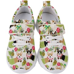 Corgis Hula Pattern Kids  Velcro Strap Shoes by Sapixe