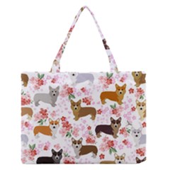 Corgis Corgi Pattern Zipper Medium Tote Bag by Sapixe