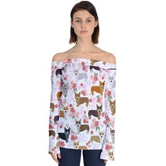 Corgis Corgi Pattern Off Shoulder Long Sleeve Top by Sapixe