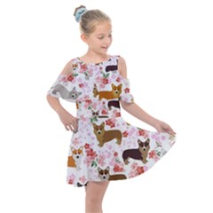 Corgis Corgi Pattern Kids  Shoulder Cutout Chiffon Dress by Sapixe