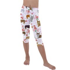 Corgis Corgi Pattern Kids  Lightweight Velour Capri Leggings  by Sapixe