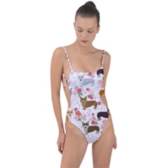 Corgis Corgi Pattern Tie Strap One Piece Swimsuit