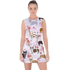 Corgis Corgi Pattern Lace Up Front Bodycon Dress