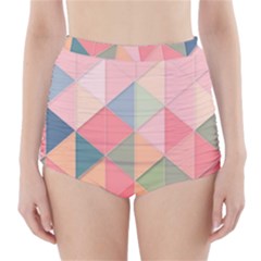 Background Geometric Triangle High-waisted Bikini Bottoms by Sapixe