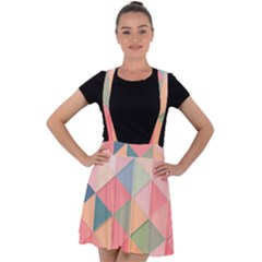 Background Geometric Triangle Velvet Suspender Skater Skirt by Sapixe