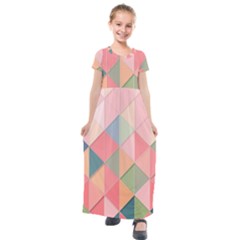 Background Geometric Triangle Kids  Short Sleeve Maxi Dress by Sapixe