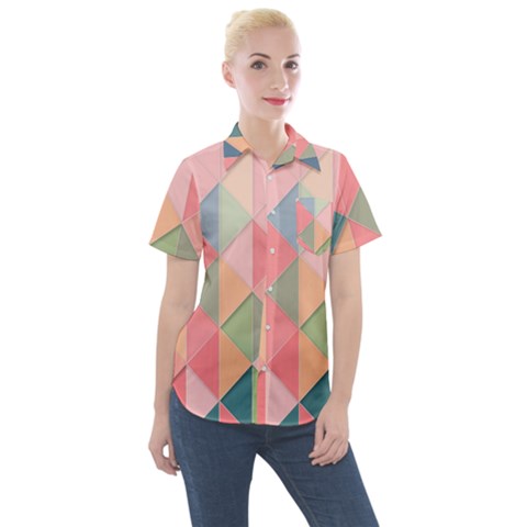 Background Geometric Triangle Women s Short Sleeve Pocket Shirt by Sapixe