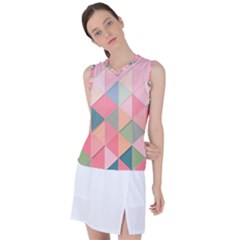 Background Geometric Triangle Women s Sleeveless Mesh Sports Top