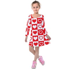 Background Card Checker Chequered Kids  Long Sleeve Velvet Dress by Sapixe