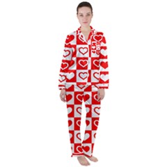 Background Card Checker Chequered Satin Long Sleeve Pyjamas Set by Sapixe