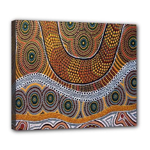 Aboriginal Traditional Pattern Deluxe Canvas 24  X 20  (stretched) by Sapixe