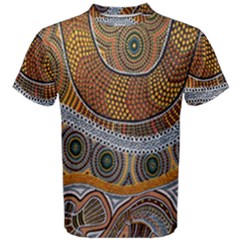 Aboriginal Traditional Pattern Men s Cotton Tee by Sapixe