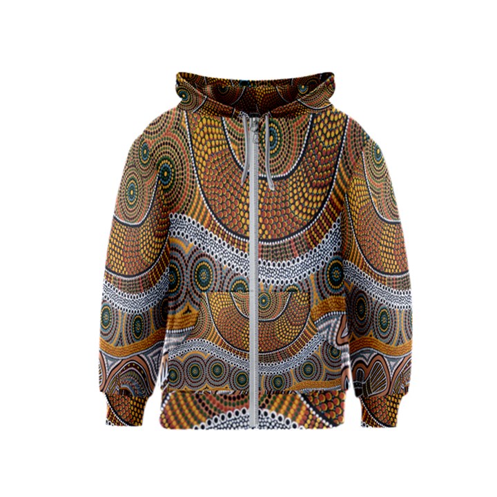 Aboriginal Traditional Pattern Kids  Zipper Hoodie