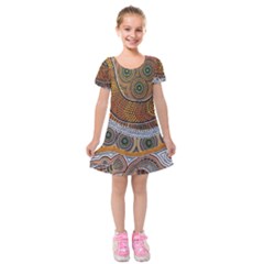 Aboriginal Traditional Pattern Kids  Short Sleeve Velvet Dress