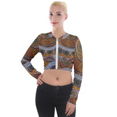 Aboriginal Traditional Pattern Long Sleeve Cropped Velvet Jacket by Sapixe