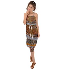 Aboriginal Traditional Pattern Waist Tie Cover Up Chiffon Dress