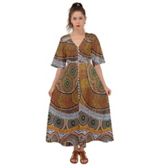 Aboriginal Traditional Pattern Kimono Sleeve Boho Dress