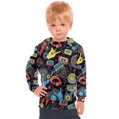 Music Pattern Kids  Hooded Pullover by Sapixe