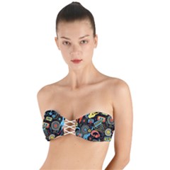 Music Pattern Twist Bandeau Bikini Top by Sapixe