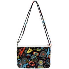 Music Pattern Double Gusset Crossbody Bag