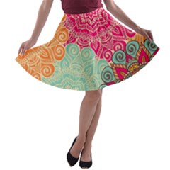 Art Abstract Pattern A-line Skater Skirt by Sapixe