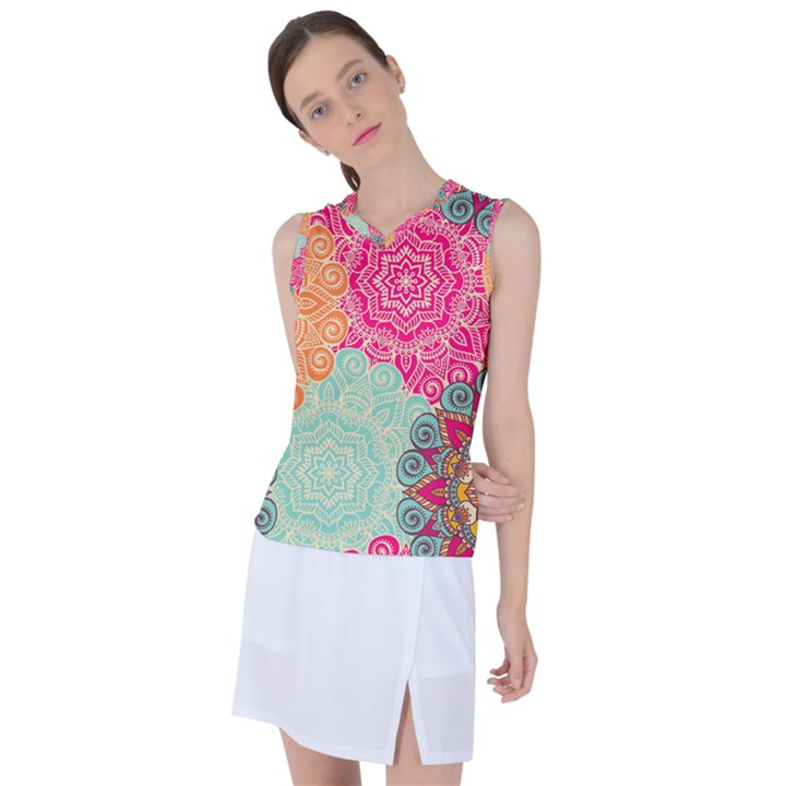 Art Abstract Pattern Women s Sleeveless Mesh Sports Top