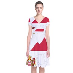 Monaco Country Europe Flag Borders Short Sleeve Front Wrap Dress by Sapixe