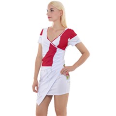 Monaco Country Europe Flag Borders Short Sleeve Asymmetric Mini Dress by Sapixe