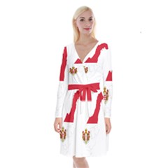 Monaco Country Europe Flag Borders Long Sleeve Velvet Front Wrap Dress by Sapixe