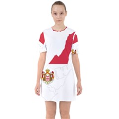 Monaco Country Europe Flag Borders Sixties Short Sleeve Mini Dress by Sapixe